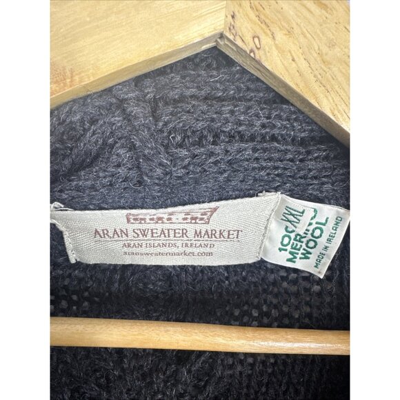 Aran Sweater Market 100% Merino Wool Shawl Collar Cardigan 2XL Made in Ireland - Picture 2 of 4
